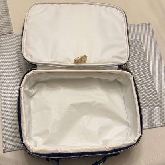 TORY BURCH Target/Neiman Marcus Insulated Geometric LUNCH BOX Blue Green Gold - Picture 2 of 6